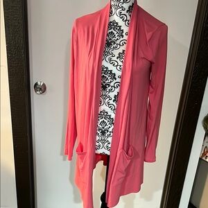 Zenana Outfitters Pink Open Front Cardigan